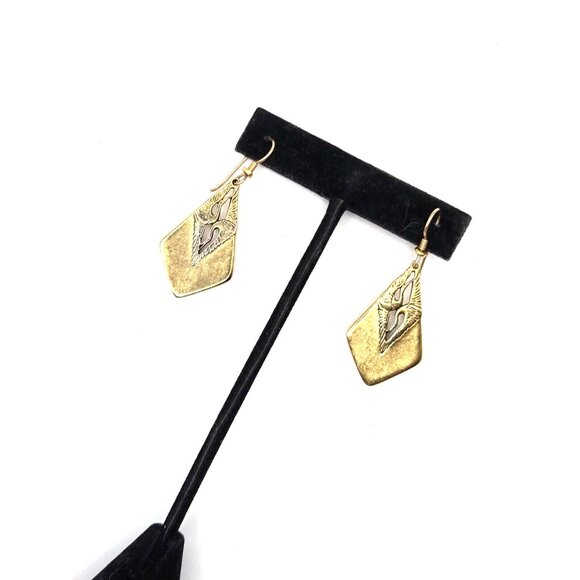 Laurel Burch signed pair of pelicans drop goldton hook earrings - Picture 6 of 7